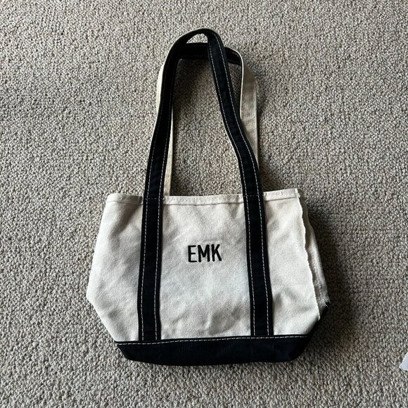L.L. Bean Handbags - L.L. Bean Boat and Tote Bag – Black & Beige Canvas – Small – USA Made – 13x10